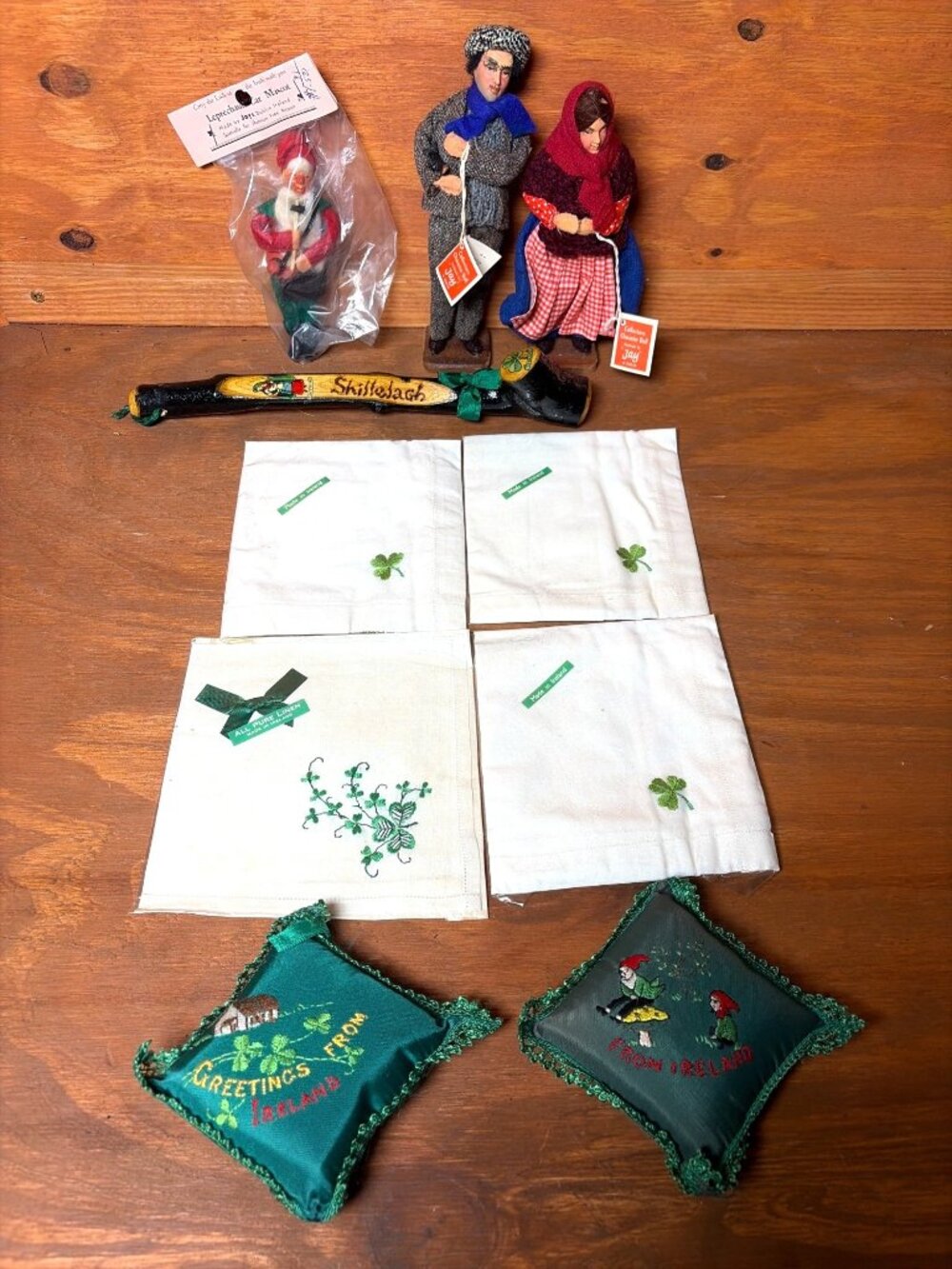 VTG Irish Character Dolls Handmade By Jay Dublin Tags Irish + Souvenirs Linens